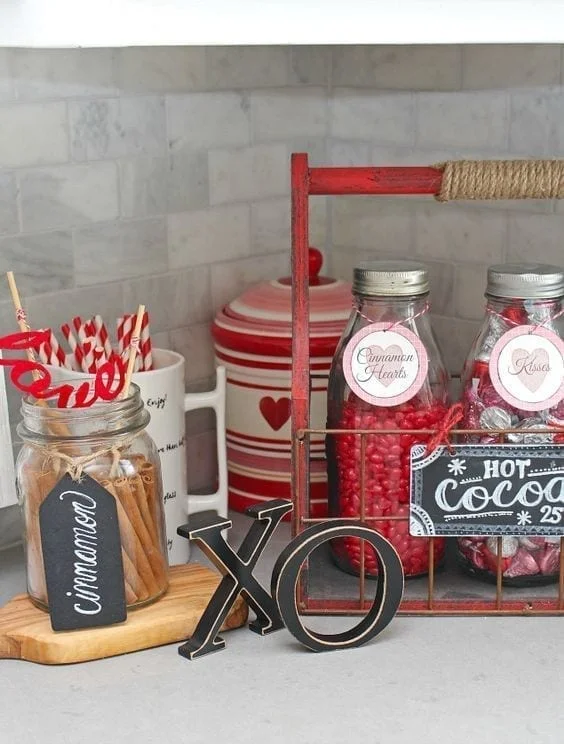 como hacer Coffee Bar para San Valentín
