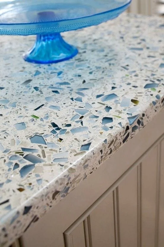 topes de cocina azules