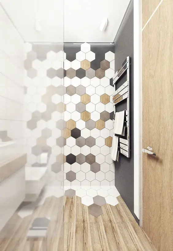 wood floors con losas hexagonales