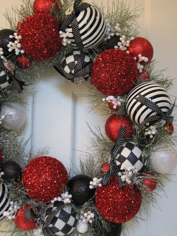 corona navidad moderna blanca y negra