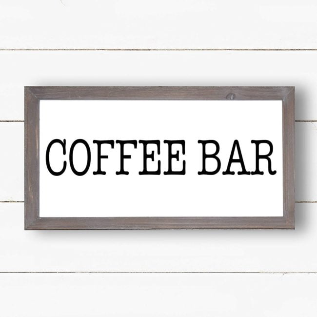 letrero de madera para poner el el coffee bar