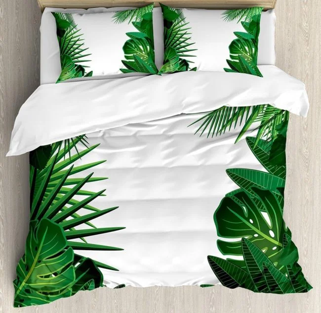 colcha con estampado tropical