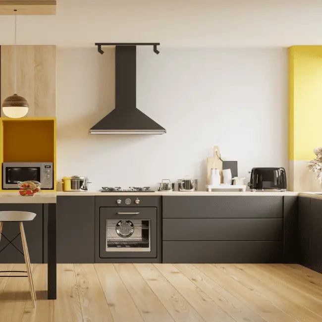 ideas para pintar la cocina de gris y amarilla
