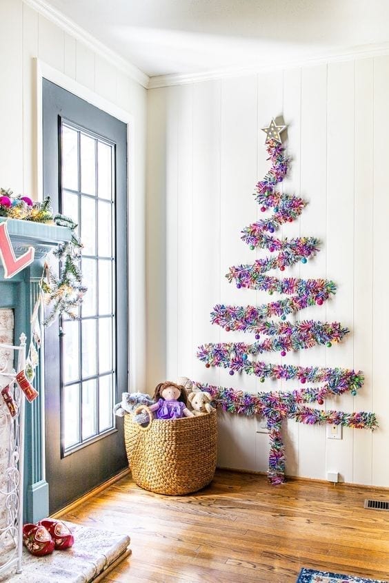 ideas para crear un arbol de navidad en la pared