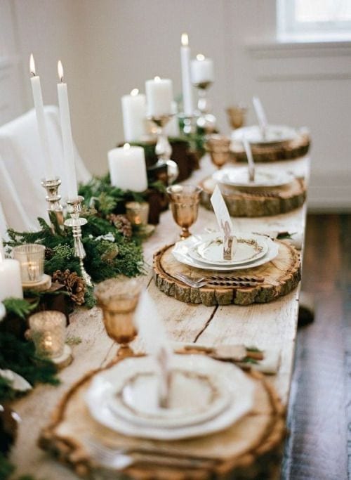 velas para decorar la mesa navideña