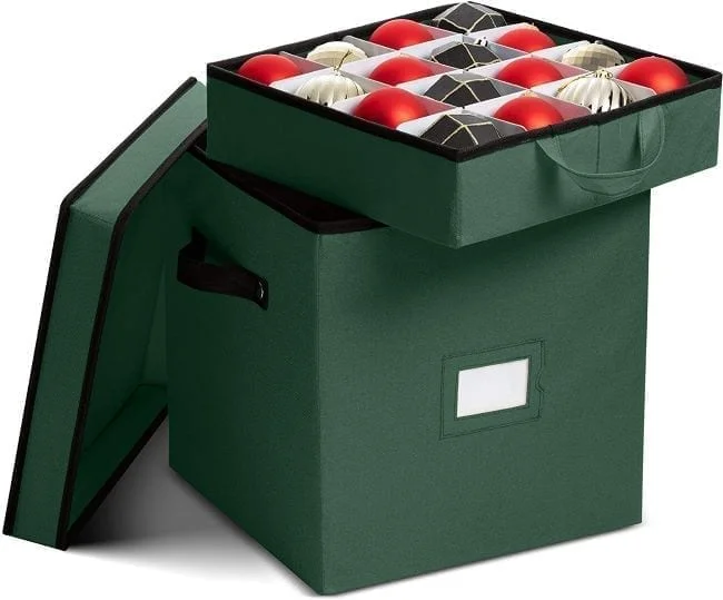 caja en canvas para guardar ornamentos navideños