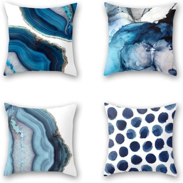 modernos cojines azules de diseño abstracto