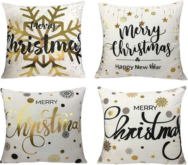 cojines navideños dorados