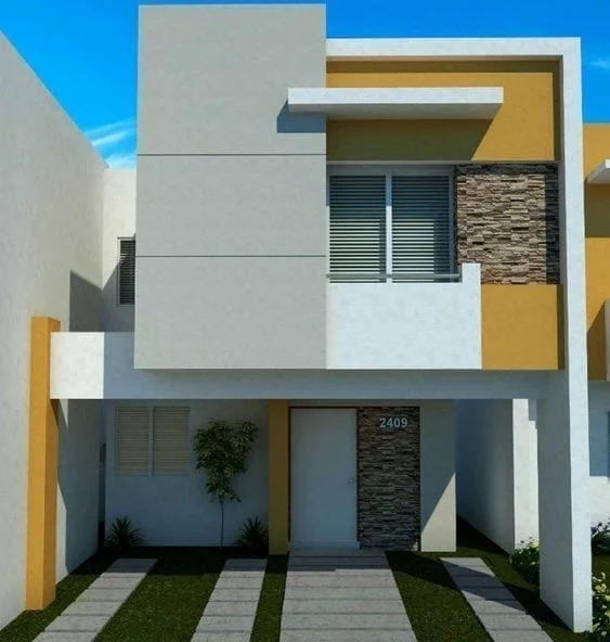 ideas para pintar la fachada de amarillo y gris