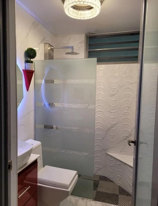 cristal fijo para banos modernos