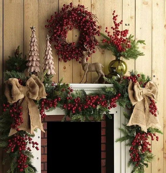 ideas para decorar la chimenea en Navidad