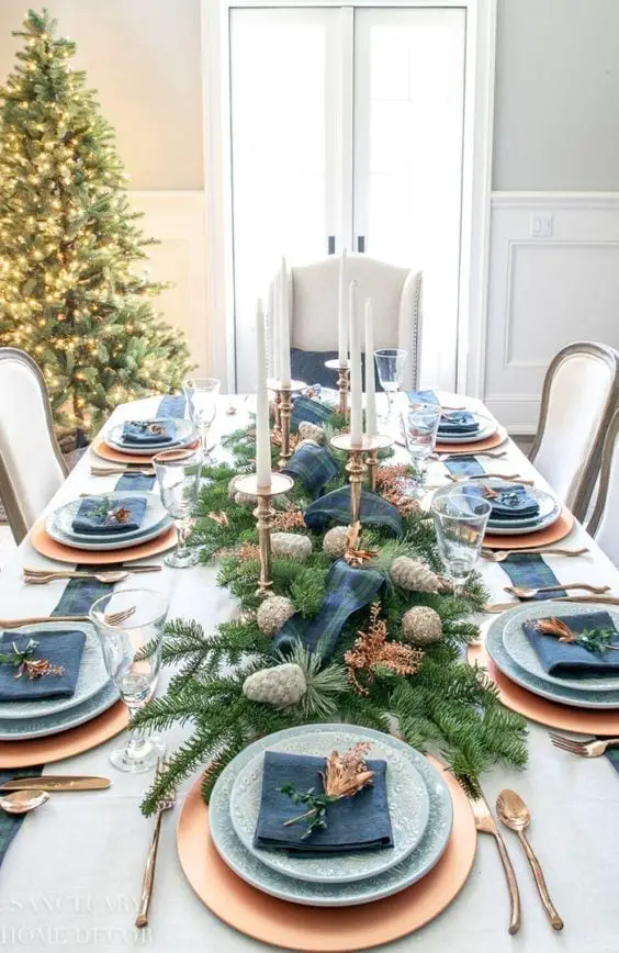 ideas para mesas navideñas azules