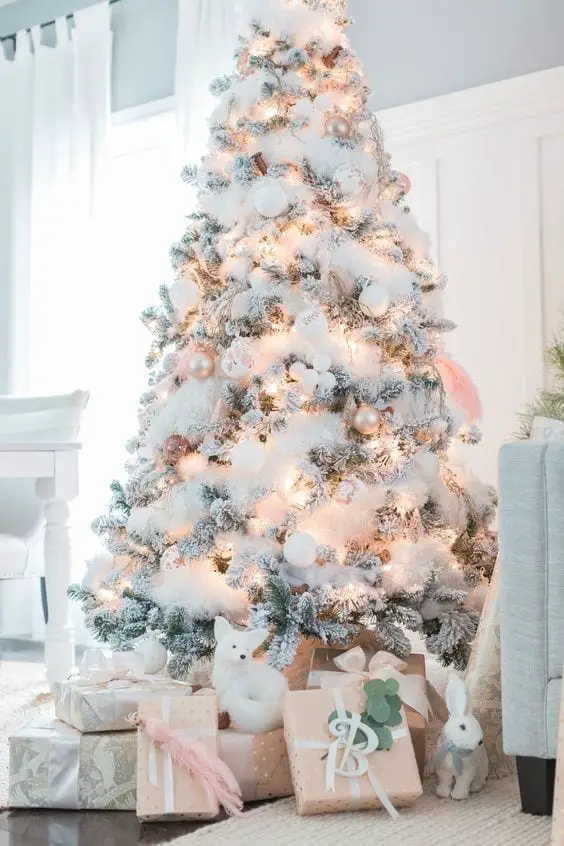 árbol frosted para decorar en navidad