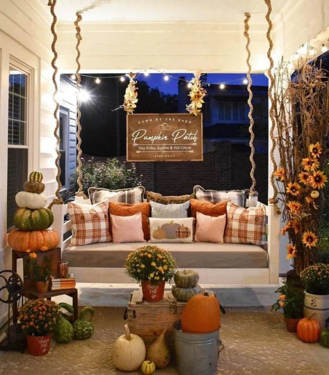 Cómo decorar la terraza en otoño con calabazas