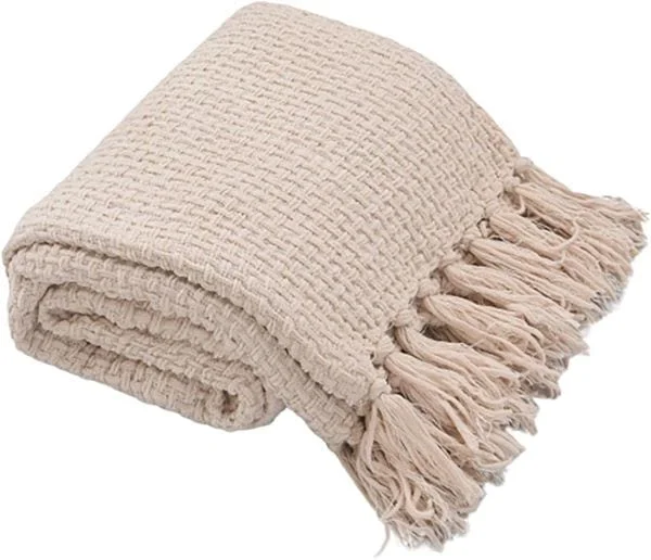 manta decorativa beige para otoño