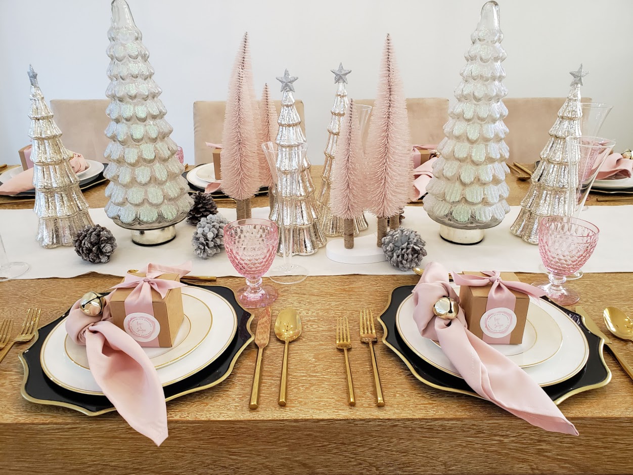 mesas navideñas color de rosa