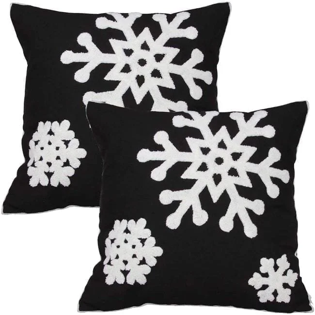  cojines con copos de nieve black & white