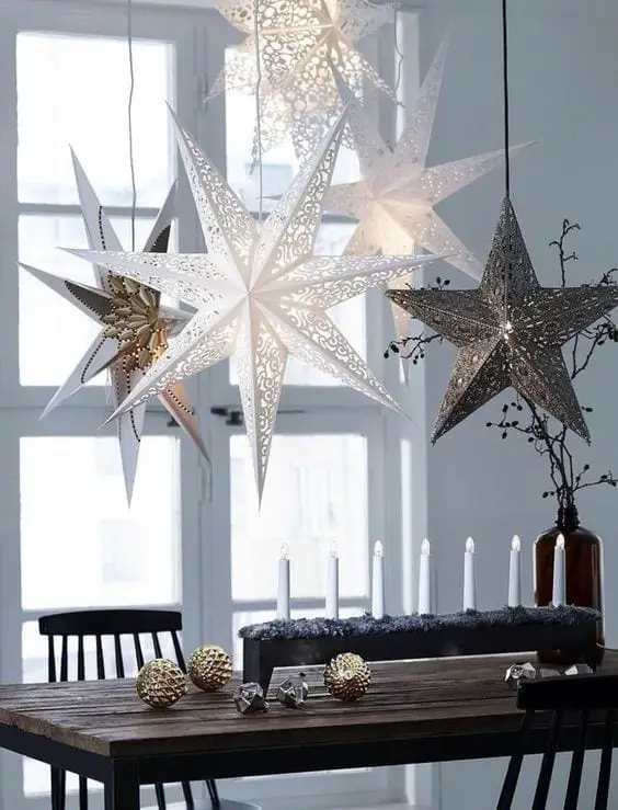 estrellas colgantes para decoración navideña estilo nórdico