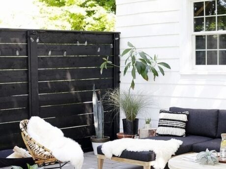 black and white patio